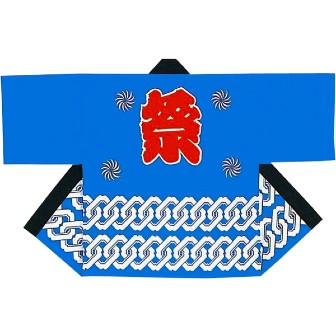 祭り袢天 既製A柄 特大人用(青)