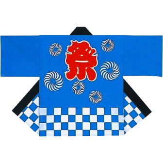 祭り袢天 既製C柄 特大人用(青)