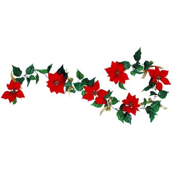 ポインセチアリボンガーランド（ゴールド）