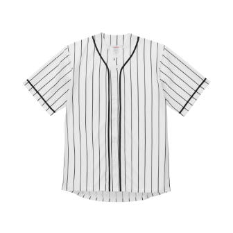 4．1オンス ドライアスレッチックベースボールシャツ（ホワイト/ブラックストライプ）ＸＸL (XXL)