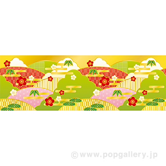 ラウンドシート 山と松竹梅