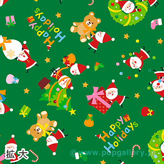 包装紙 リトルサンタ（緑） GR(グリーン)