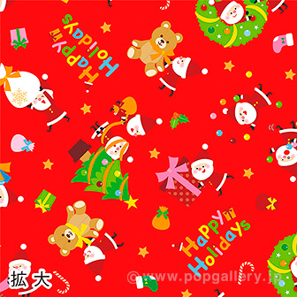 包装紙 リトルサンタ（赤）