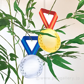 メダル型七夕短冊（こより一体型）