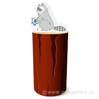 森の動物　消毒液スタンド（アライグマ）