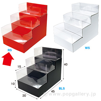 陳列用ひな段什器セット（赤） 赤（転び止め付）