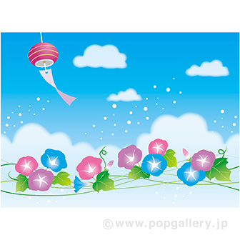 かんたんロール幕 夏のおもてなし［22cm（H）］