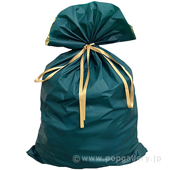 梨地リボン付巾着袋700W （ダークグリーン）10枚入