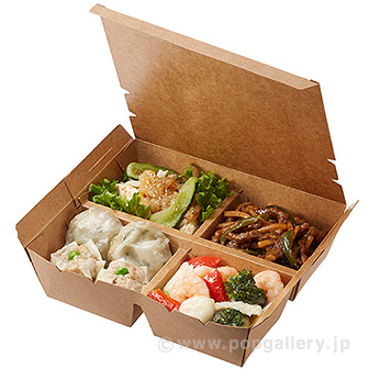 エコランチボックス（クラフト） 4仕切 20枚入