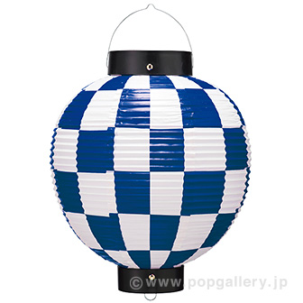 ビニール尺丸提灯（市松藍）