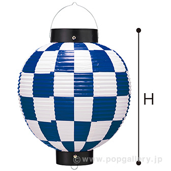 ビニール尺丸提灯（市松藍） 市松藍