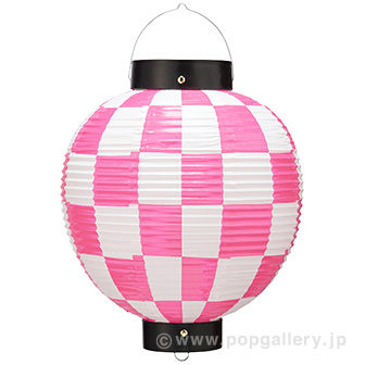 ビニール尺丸提灯（市松ピンク） 市松ピンク