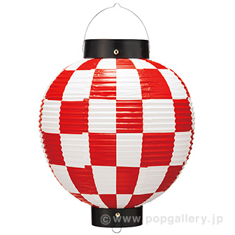 ビニール尺丸提灯（市松赤）