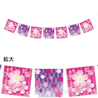 桜乱舞スクエアフラッグガーランド