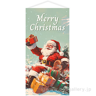 タペストリー レトロクリスマス（防炎加工）