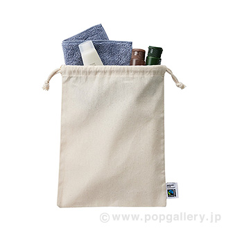 フェアトレードコットン巾着（M） ナチュラル