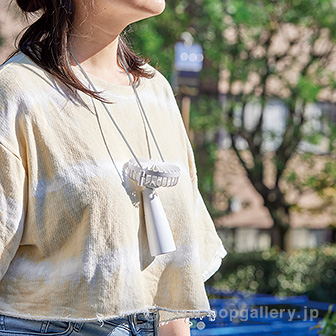 ポータブル首かけハンディファン ホワイト W(ホワイト)