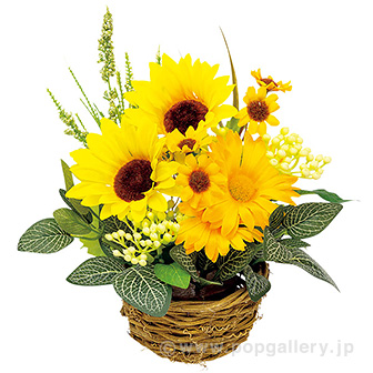 ひまわりの花かご ♡ ひまわり盛カゴ: 季節装飾・造花｜販促物・販促通販の【POP