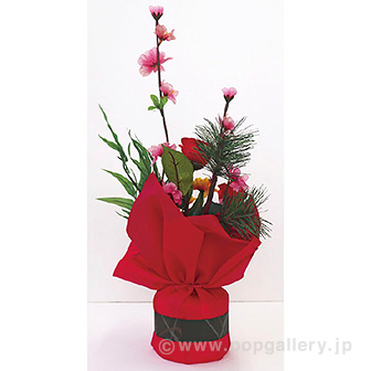 迎春アレンジラッピング