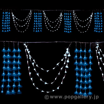 LED3連ドレープライト（ホワイト/ブルー） WB(ホワイト／ブルー)