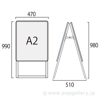 ポスターフレームスタンド（屋外用）A2両面シルバー
