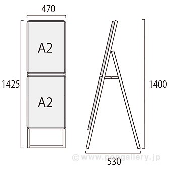 ポスターフレームスタンドコンビ（屋外用） A2A2片面シルバー