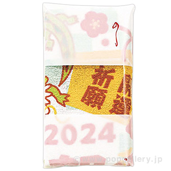 干支タオル（辰）格子柄