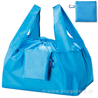 セルトナ・巾着ショッピングポータルブルエコバッグ（カラビナ付） ブルー BU(ブルー)