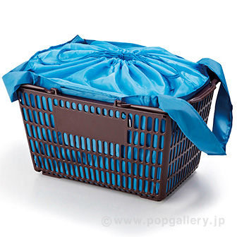 セルトナ・巾着ショッピングポータルブルエコバッグ（カラビナ付） ブルー