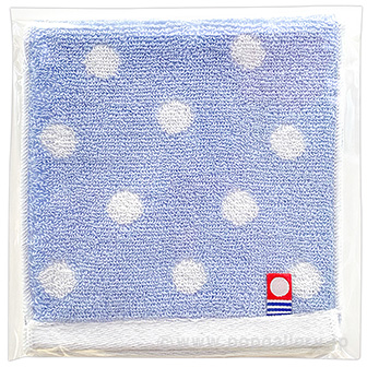 今治ドットポケットタオルハンカチ（ブルー）