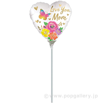 ポップバルーン（9″ラブユーマムサテンフローラル）ブローイングタイプ