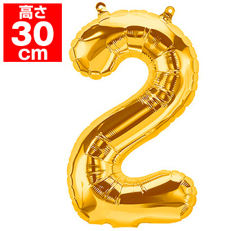 16”プレミアムレターバルーン「2」ゴールド 2