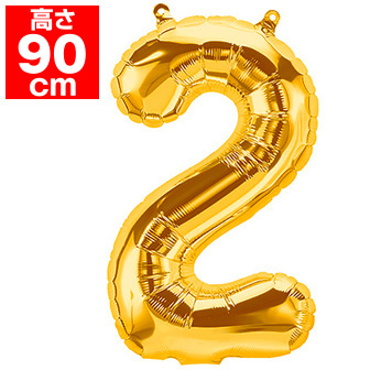 34”プレミアムレターバルーン「2」ゴールド C(C)