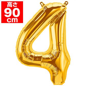 34”プレミアムレターバルーン「4」ゴールド E(E)