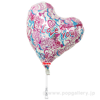 アイブレックスバルーン（ハート＆バタフライ）スティック＆クリップ付