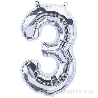 16”プレミアムレターバルーン 「3」シルバー