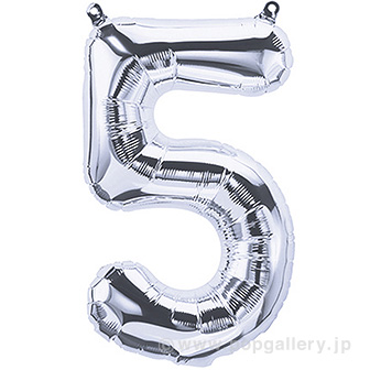 16”プレミアムレターバルーン 「5」シルバー