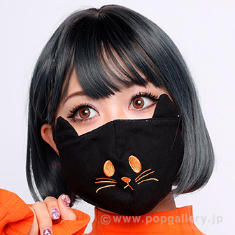 マスクカバーB（黒ネコ）