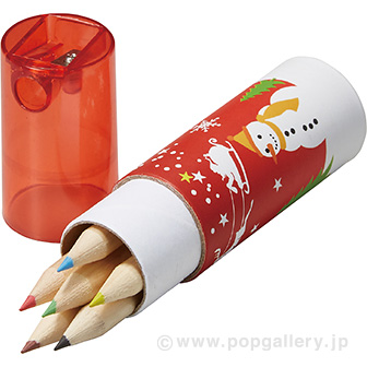 クリスマス・シャープナー付色鉛筆（6本入）
