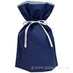 不織布リボン付巾着袋（底マチ付）ネイビーL10枚入