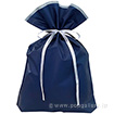 不織布リボン付巾着袋（底マチ付）ネイビーLL10枚入