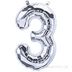 16”プレミアムレターバルーン 「3」シルバー