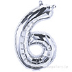 16”プレミアムレターバルーン 「6」シルバー
