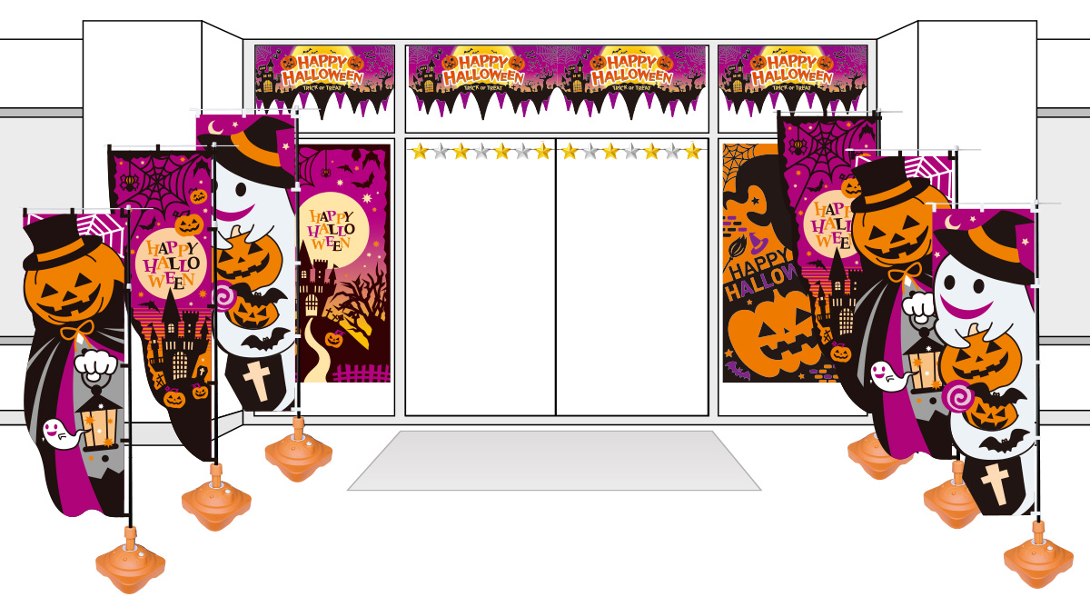ハロウィンウェルカムエントランス販促展開例