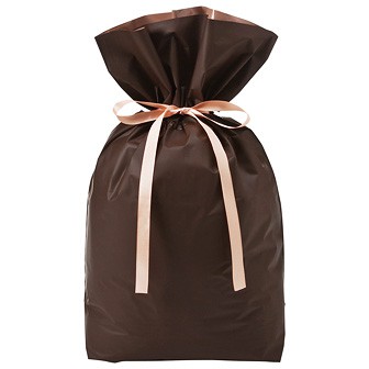 梨地リボン付巾着袋（底マチ付）20枚入 L