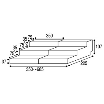 スライド式ひな段（3段） クリア CL(クリア)